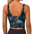 thumbnail image 3 of Xecao Cartoon Dinosaur for Sports Bra with Removable Pads, Crop Tank Top Design, Women's Longline Sports Bra - Non-Wired - Large, 3 of 9