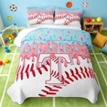 thumbnail image 2 of Manfei Kawaii Baseball Bed Spread Queen, Girls Ice Cream Drip T Queen Coverlet Set, Pink Light Blue T, Polka Dots Reversible 3-Piece, 1 Quilt and 2 Pillowcases, 2 of 7