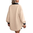 thumbnail image 5 of Qiylii Women Plush Greatcoat Turn-Down Collar Long Sleeve Jacket with Buttons, 5 of 7