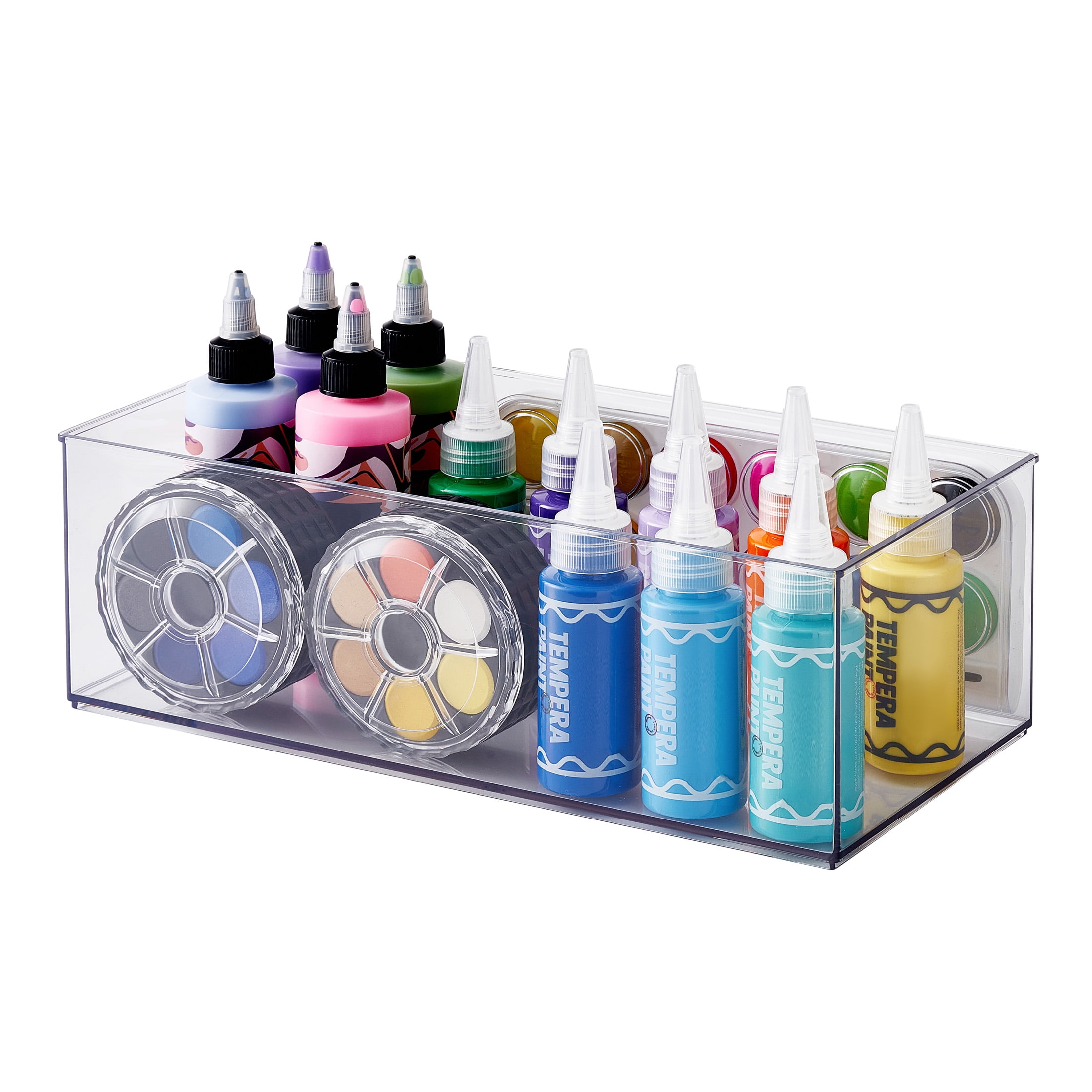 12" x 6" Clear Stacking Storage Bin by Simply Tidy - Stackable Plastic Organizer for Desk - Crafting - and Office Supplies - 1 Pack