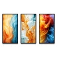 thumbnail image 2 of Designart "Orange Turquoise Liquid Art Vibrant II" Abstract Shapes Framed Wall Art Set Of 3 - Blue Transitional Frame Gallery Set For Office Decor, 2 of 6