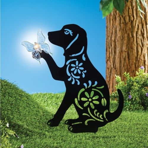 Solar Powered Pet Silhouette Metal Garden StakesDog