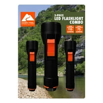 Ozark Trail Industrial LED Flashlights, 3 Pack, 1 Large Flashlight (150 Lumens) and 2 Small Flashlights (65 Lumens)