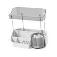 thumbnail image 2 of Organizador de escritorio para maquillaje, organizador de encimera para escritorio, tocador de baño Blanco Doble Gris, 2 of 9
