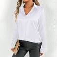 thumbnail image 5 of Womens Summer Outfits, Womens Shirts, Stylish Women's V Neck Satin Blouse Long Sleeve Casual Shirt for Everyday Spring Fall Elegant Basic Outfit, 5 of 9