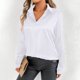 thumbnail image 4 of Vestido blusa de satén con cuello en V para mujer tallas grandes - Top túnica informal de manga larga - Conjunto de color liso para primavera y otoño - Tallas S-XL, 4 of 8