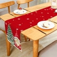 thumbnail image 3 of Christmas Forest Reindeers Ornaments Santa Dwarfs Red Table Runner for Home Dining Table Festival Party Decor Multiple Size, 3 of 4