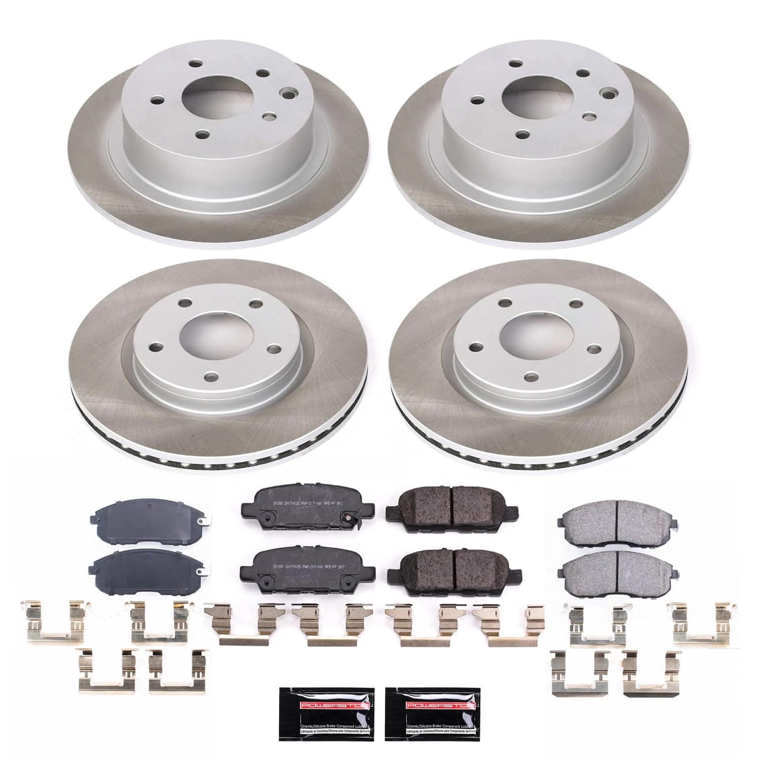 PowerStop Front and Rear Semi-Coated Rotor and Low-Dust Ceramic Brake Pad Kit SC8359