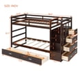 thumbnail image 2 of Harper & Bright Designs Stairway Bunk Bed Twin over Twin, Wooden Twin Size Bunk Bed Frame with 6 Storage Drawers and Staircase for Boys and Girls Adults, Espresso, 2 of 20