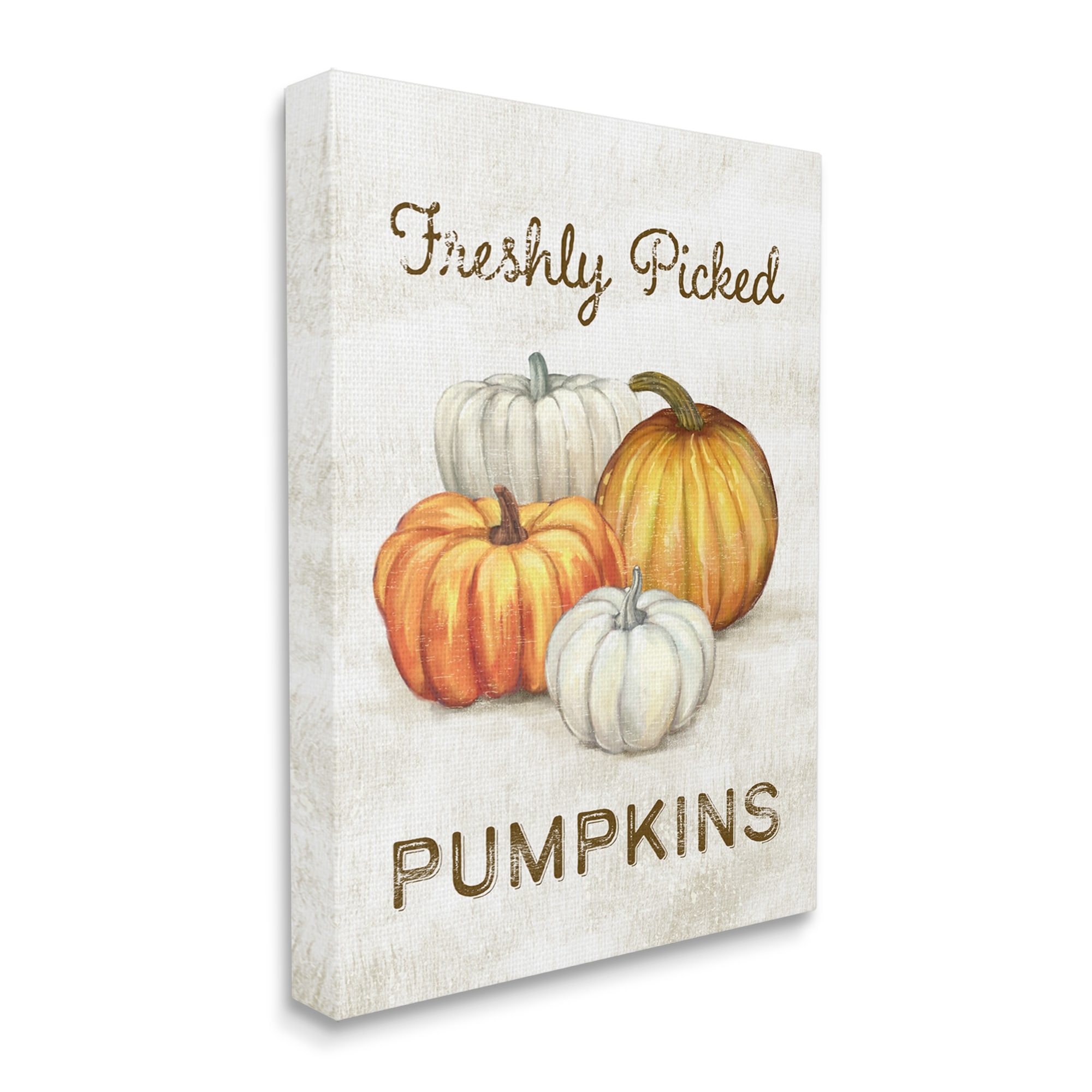 Stupell Industries Freshly Picked Pumpkins Phrase Orange White Pumpkin Harvest, 30 x 40,Design by Ziwei Li