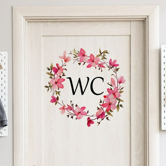 Chendee Pink Floral Ring Wc Door Sticker Bathroom Toilet Background Decorative Sticker