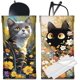 thumbnail image 1 of 2 fundas de cuero para gafas de sol, portátiles, delgadas, con diseño de gato y flor, con parte superior suave, para viajes, impermeables, con paño de limpieza, regalo, 1 of 9