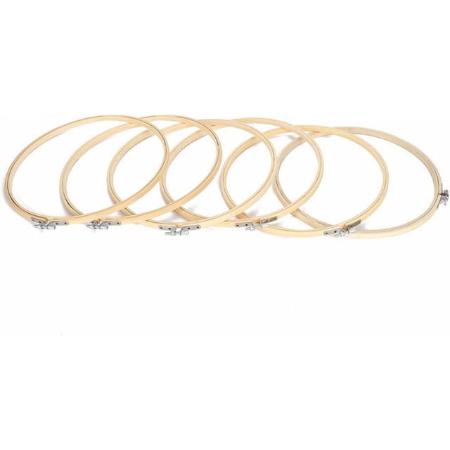 HUGFEGWE Embroidery Hoops Adjustable Bamboo Cross Stitch Frame Circle Stretch Clip Sewing Tools for Sewing Studio DIY Projects Bamboo Hoops for Precise Stitching (6 Pieces 26cm) CJB91-88834
