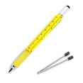 thumbnail image 1 of Multifunction Tool Pen, 6 in 1 Tool with Ballpoint Pen, Touch Screen Stylus, Ruler, Spirit Level, Flat-head and Phillips Screwdriver, All-in-One Tech-Tool Pen with Ink Refills (Yellow + 2×Refills), 1 of 4