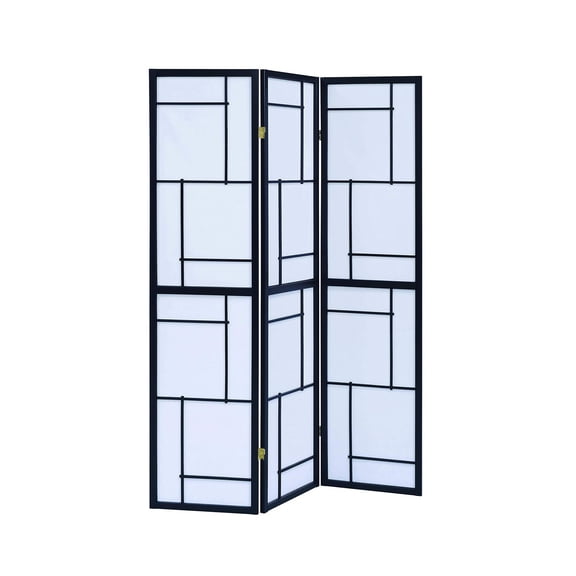 Stonecroft Park 3 Panel Folding Screen Room Divider in Black and White