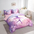 thumbnail image 2 of Castle Fairy Cute Ballet Girl Twin Bedding 7-Piece,Dreamy Princess Flowers Bedding Comforter Set,Pink Purple,Grey Reversible, 2 of 7