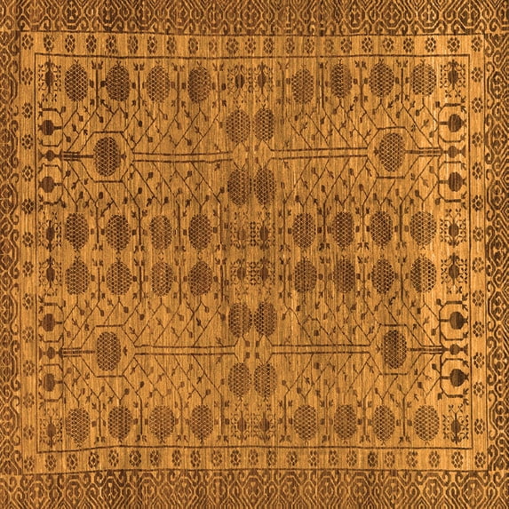 Ahgly Company Indoor Square Abstract Orange Modern Area Rugs, 4' Square