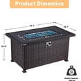 thumbnail image 3 of 44 in Propane Fire Pit Table,PE Rattan Fire Pit Table with Lid, Waterproof Cover, 50,000 BTU Propane Gas Firepits for Outside Output,Non Glass Wind Cover, 3 of 7