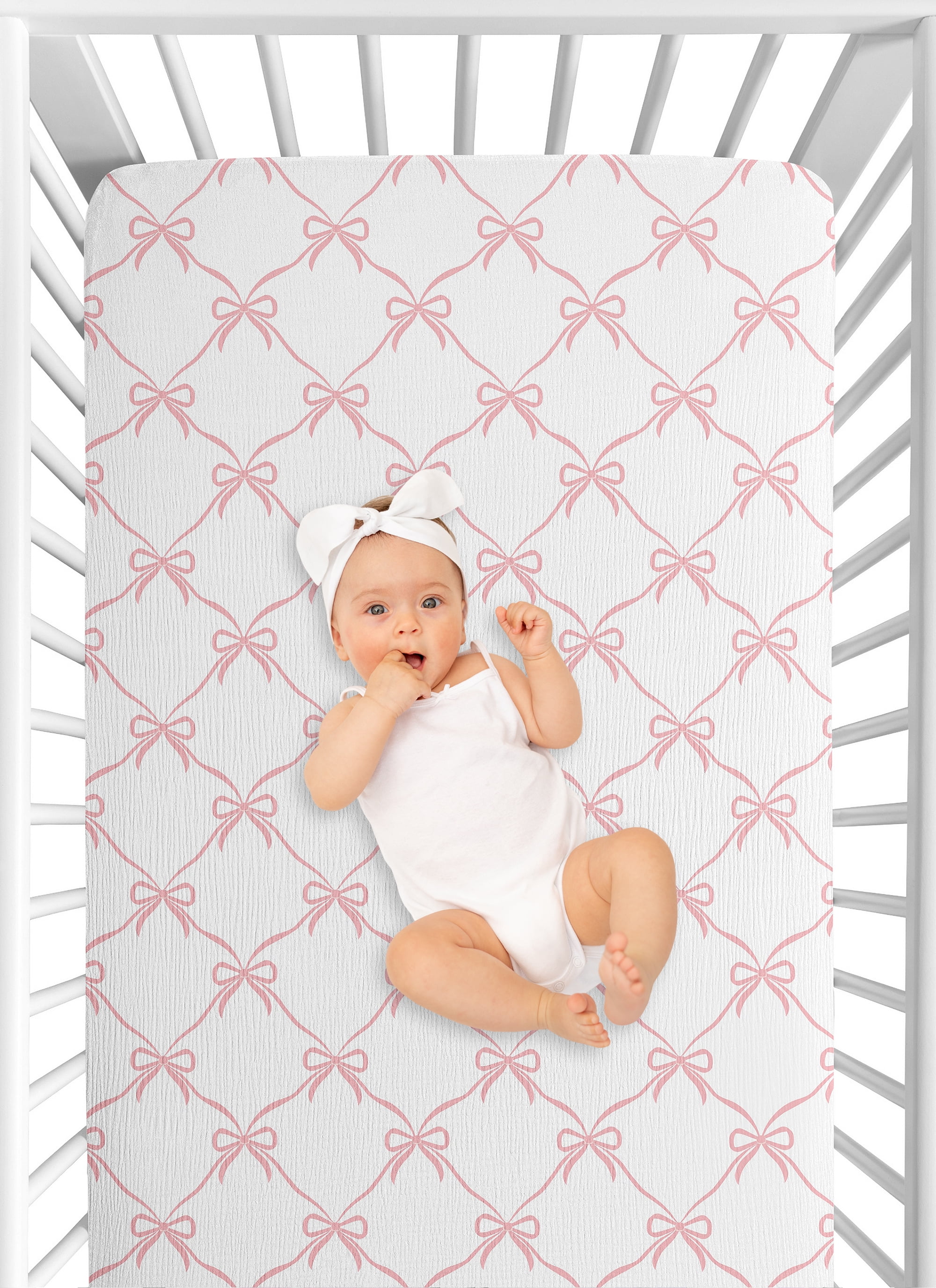 Sweet Jojo Designs Ballerina and Ballet Bows Girl 100% Cotton Muslin Fitted Crib Sheet