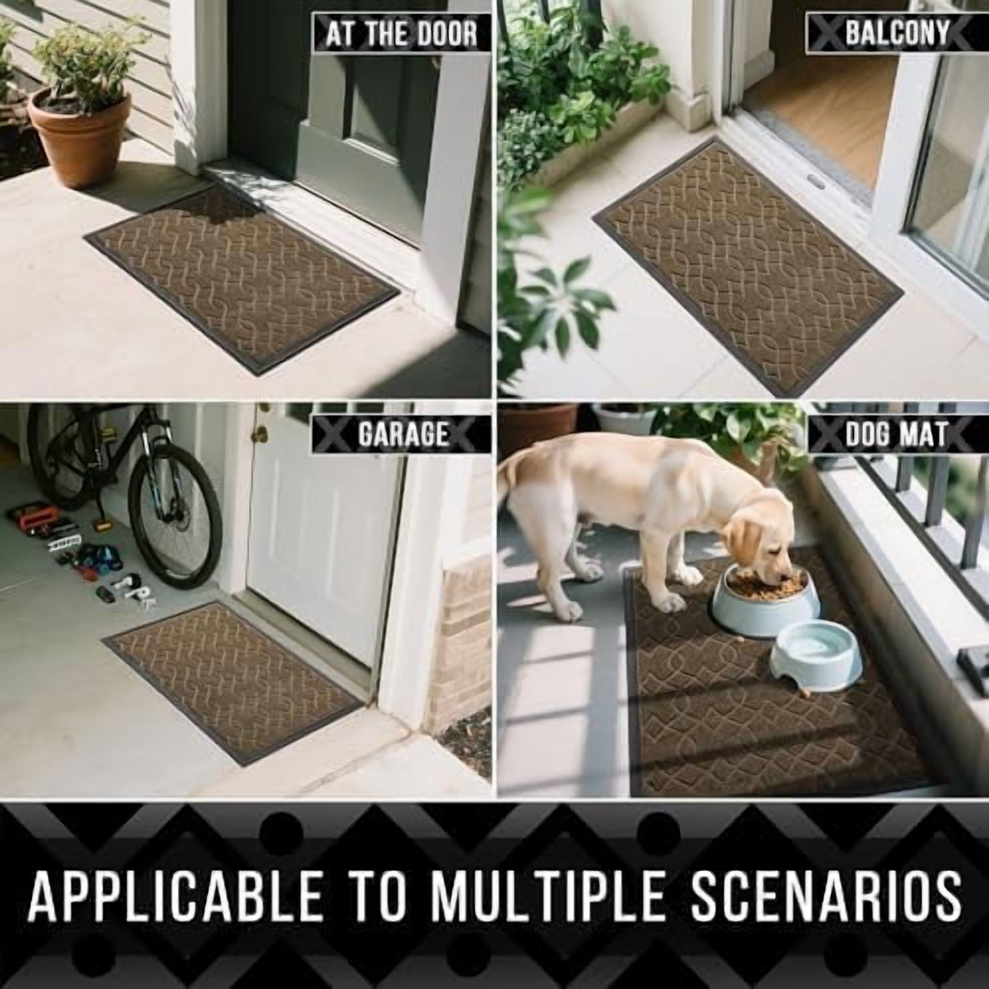 Large Door Mat 36x24, All-Season Waterproof Doormat Outdoor Entrance, Heavy Duty Non-Slip Outside Door Mat for Garage Patio Proch Entryway Indoor, Easy Clean, Brown