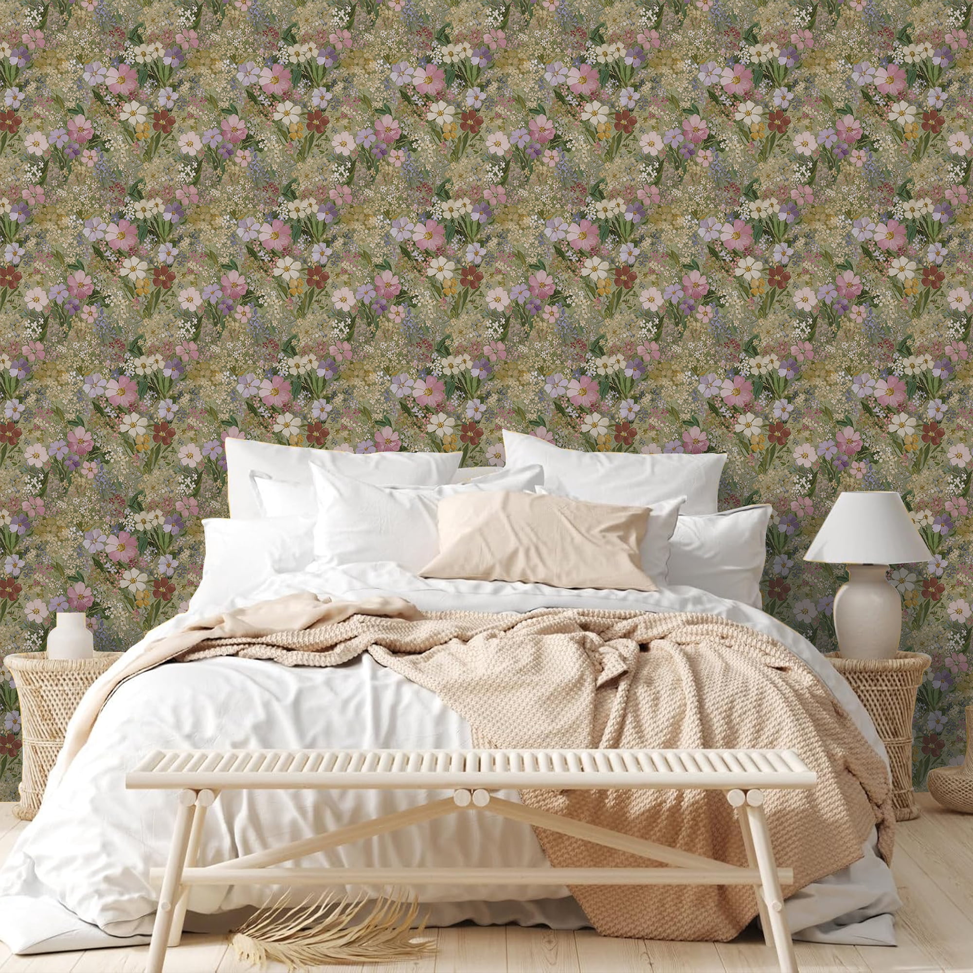 Abyssaly floral Wallpaper, 17.3" x 393.7" Peel and Stick Wallpaper Art Self-Adhesive Removable Contact Paper for Cabinets, Home Decoration, Wall Covering, Antique Furniture Renovation