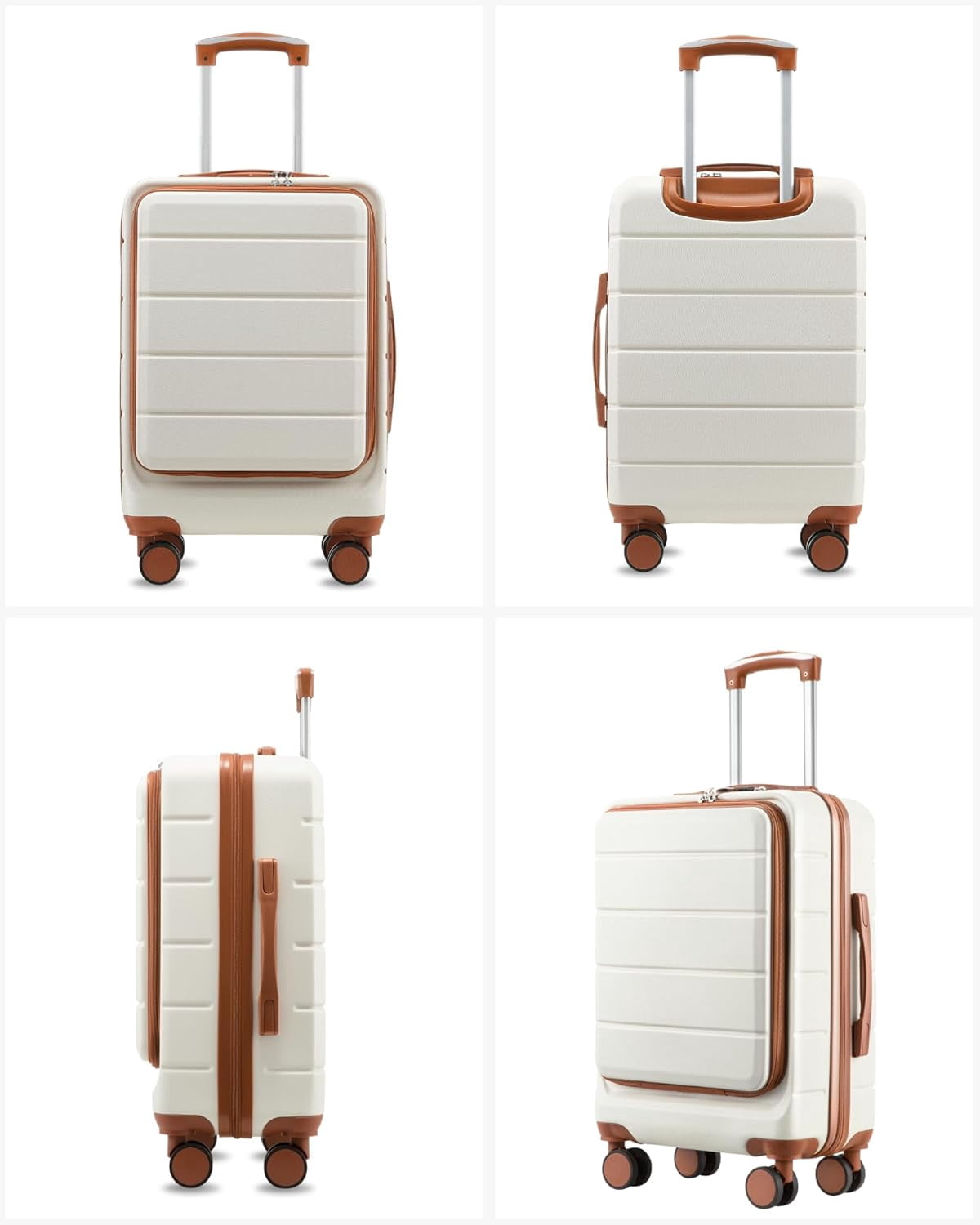 3 Piece Set Carry-On Expandable Luggage Hardside TSA Lock Spinner Suitcase with Travel Bag and Toiletry Bag,White,Mother's Day Gift