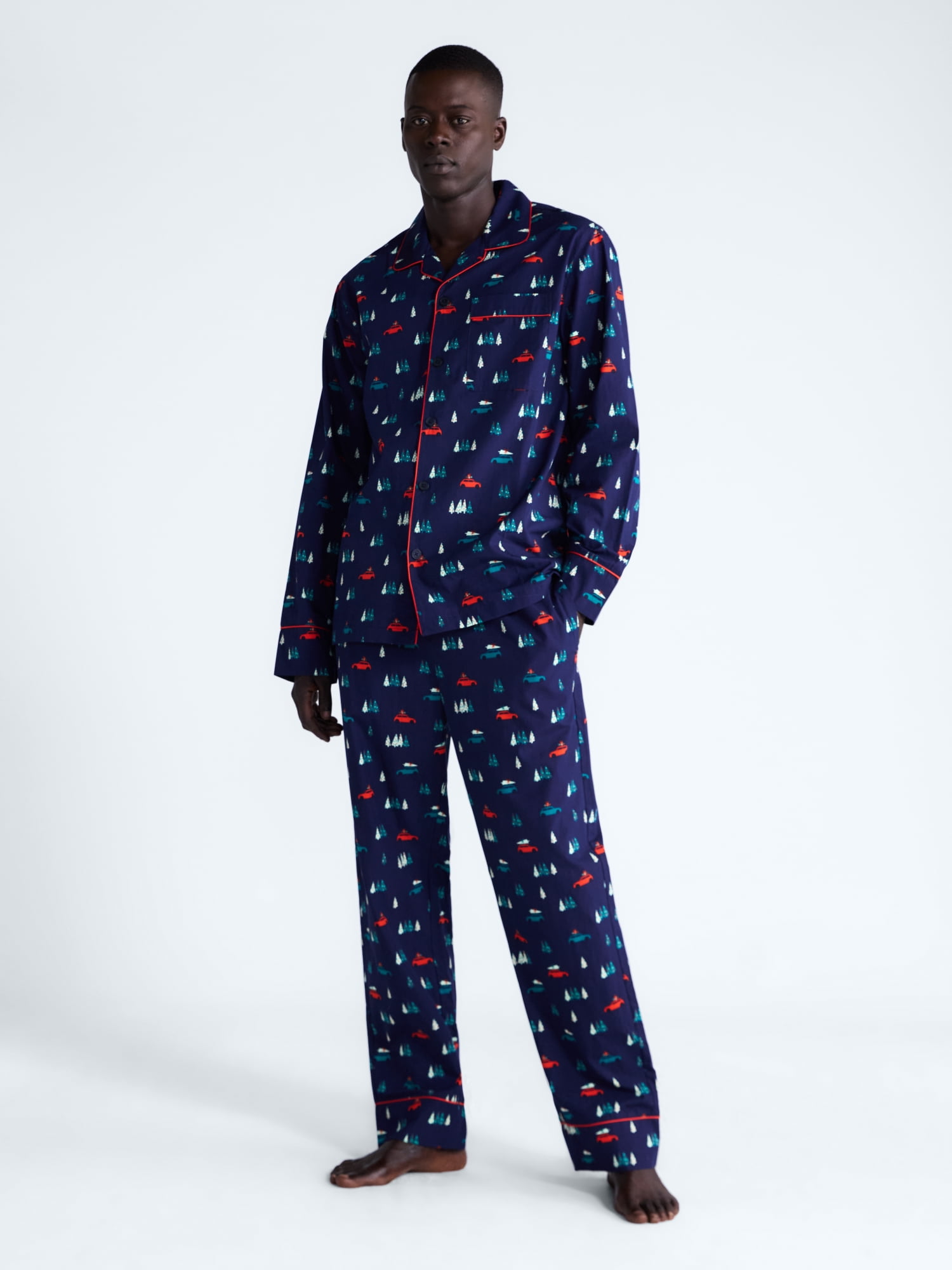 Free Assembly Matching Family Pajamas Men's Top and Pants Gift Set, 2-Piece, Sizes XS-3X