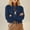 Dark Blue, variant on Women's Stand Collar Varsity Bomber Jacket Cropped Button Front Coat Casual Long Sleeve Outerwear, Dark Blue