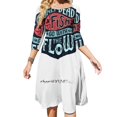 thumbnail image 3 of Only Dead Fish Go With The Flow Square Neck Dress Cute Loose Print Dresses Elegant Beach Party Dress Dead Fish Lettering, 3 of 5