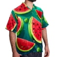 thumbnail image 2 of Watermelon Men's Short Sleeve Button Down Casual Poplin Shirts for Summer Beach, Printed Design - Unisex, 2 of 6