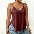 thumbnail image 7 of ClodeEU Women's V Neck Flowy Cami Top, Loose Fit Spaghetti Strap Tank Wine,Women's Plus XL, 7 of 7