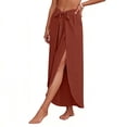 thumbnail image 4 of Cagogo Women Plus Size Wide Leg Tie Waist Flowy Boho Beach Loose Long Pants Trousers Summer Casual Palazzo Elastic Waisted Crop Lounge Travel Holiday Beachwear, Orange S, 4 of 7