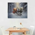 thumbnail image 2 of GOSMITH Horse Drawn Sleigh Canvas Print Snowy Winter Scene Wall Art with Cardinals, 2 of 4