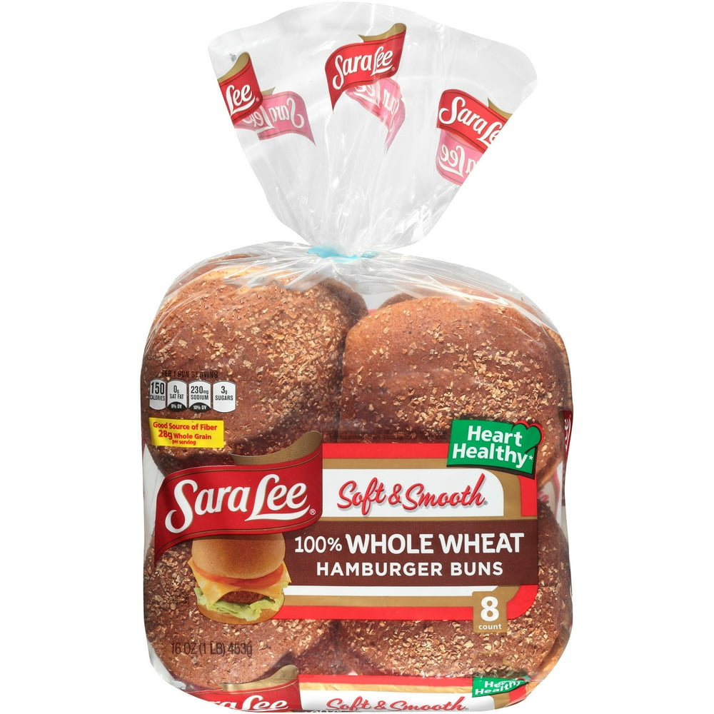 Sara Lee® Soft & Smooth® 100 Whole Wheat Hamburger Buns 8 ct Bag
