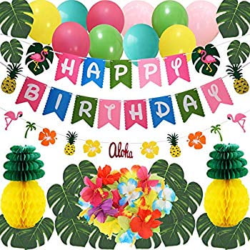 Hawaiian Flamingo Pineapple Decor Luau Party Supplies Birthday