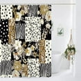 thumbnail image 2 of Patchwork Floral Shower Curtain,Patchwork Design Leopard Print Shower Curtain Set for Bathroom, Zebras Print Flower Modern Fabric Bath Curtain with Hooks, 2 of 6