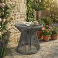thumbnail image 2 of Outsunny Table d'Appoint en Rotin, Table d'Appoint Ronde à Tambour Creux, Gris Foncé, 2 of 10