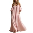 thumbnail image 2 of Guieoi Shift Dresses for Women 2026 Fall Off-Shoulder 3/4 Sleeve Maxi Dress with Pockets and Full Dress Pink L, 2 of 5