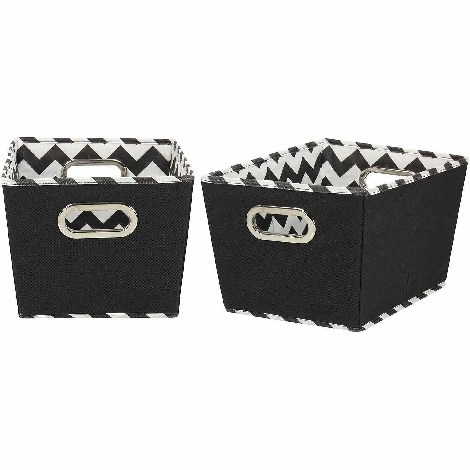 Household Essentials Small Decorative Storage Bins 2pk Black And