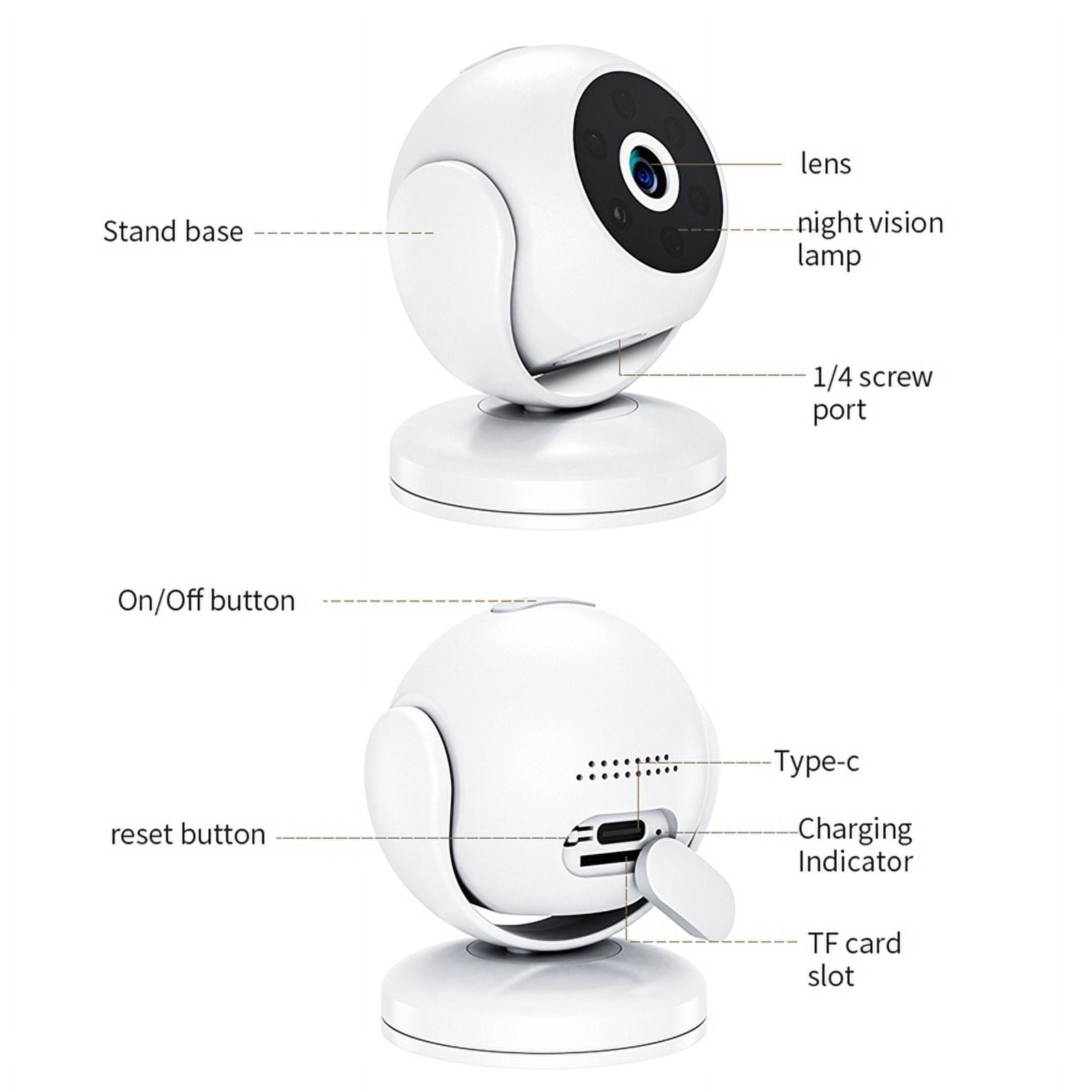 Indoor IP Camera WiFi 1080P Super HD Pan&Tilt 2-Way Audio Motion Detection Smart Home Camera for Baby