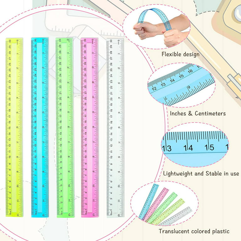 Lot Of 23 Vintage Plastic Rulers Inches Centimeters Classroom Homeschool  Bundle