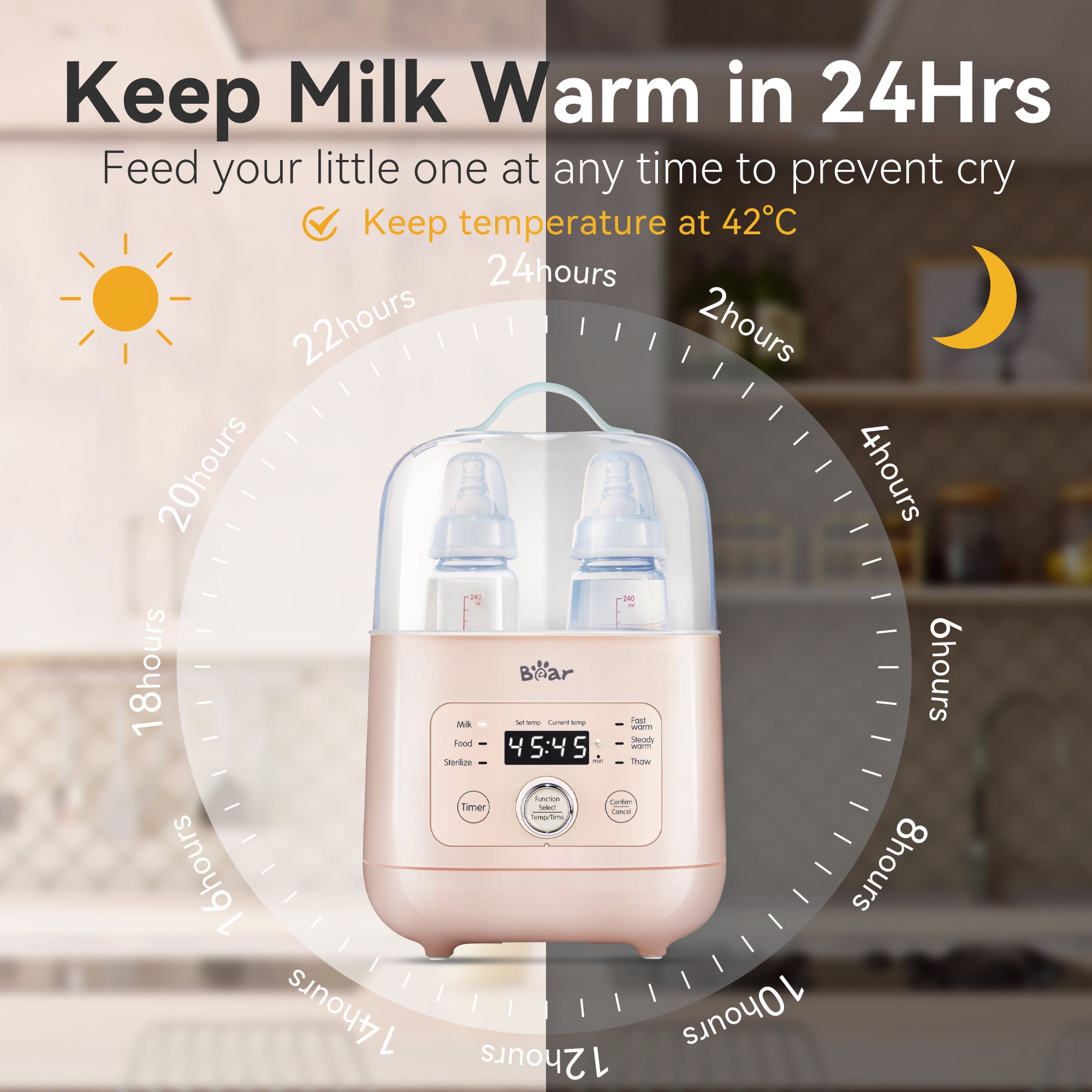 Bear Bottle Warmer, Baby Bottle Warmer for Breastmilk, Portable Bottle  Warmer for Travel, Accurate Temperature and Time Control for Formula