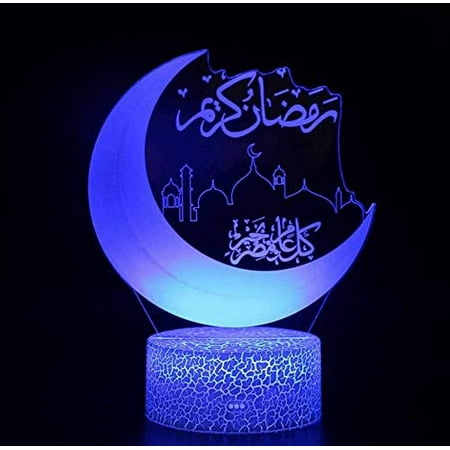 

YELITE 3D Acrylic Ramadan Lights Bedroom Bedside LED Islam Muslim Eid Mubarak Ramadan Decorative Night Lights Decoration Holiday Table Lamp Colorful + Touch + Remote Control
