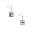 thumbnail image 2 of Delight Jewelry Silvertone Pebble Border Initial - P Gold Tone Infinity French Earrings, 2 of 4