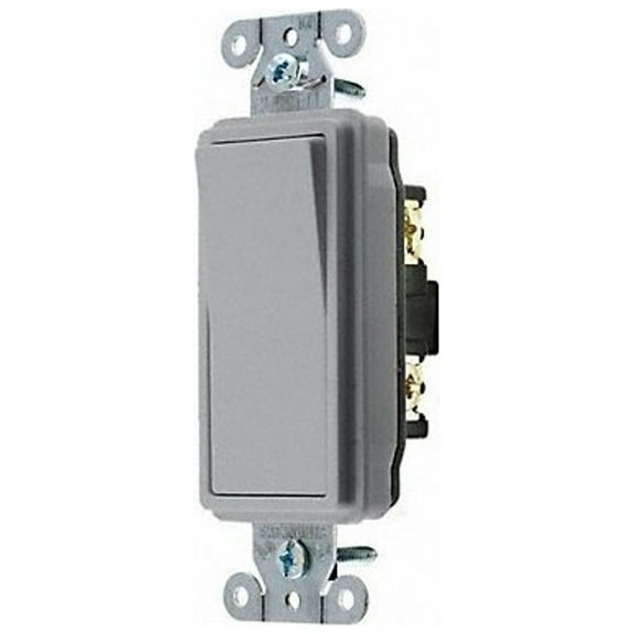 Hubbell Wiring Device-Kellems Wall Switch,Gray,15A;Back;Side,SnglPole DS115GY