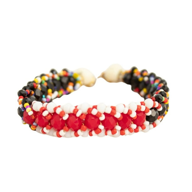 Pulsera Tiembla Tierra, Hilo Con Decoración color rojo