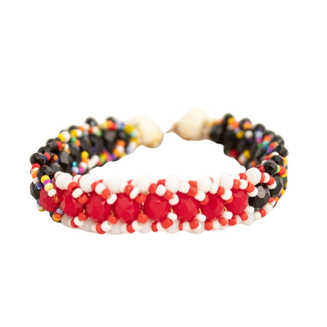 Pulsera Tiembla Tierra, Hilo Con Decoración color rojo