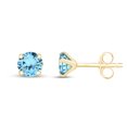 thumbnail image 2 of AFFY 4mm Round Cut Simulated Aquamarine Stud Earrings in 14k Yellow Gold Over Sterling Silver, 2 of 5