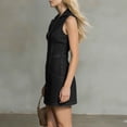 thumbnail image 5 of Sleeveless Denim Tunic Mini Dress for Women Collared V Neck Button Down Western Cowgirl Country Outfits, 5 of 7