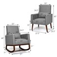 thumbnail image 2 of Patiojoy Set of 2 Dual-use Upholstered Rocking Chair with Wood Leg & Pillow Relax Sofa Chair DarkGray, 2 of 10